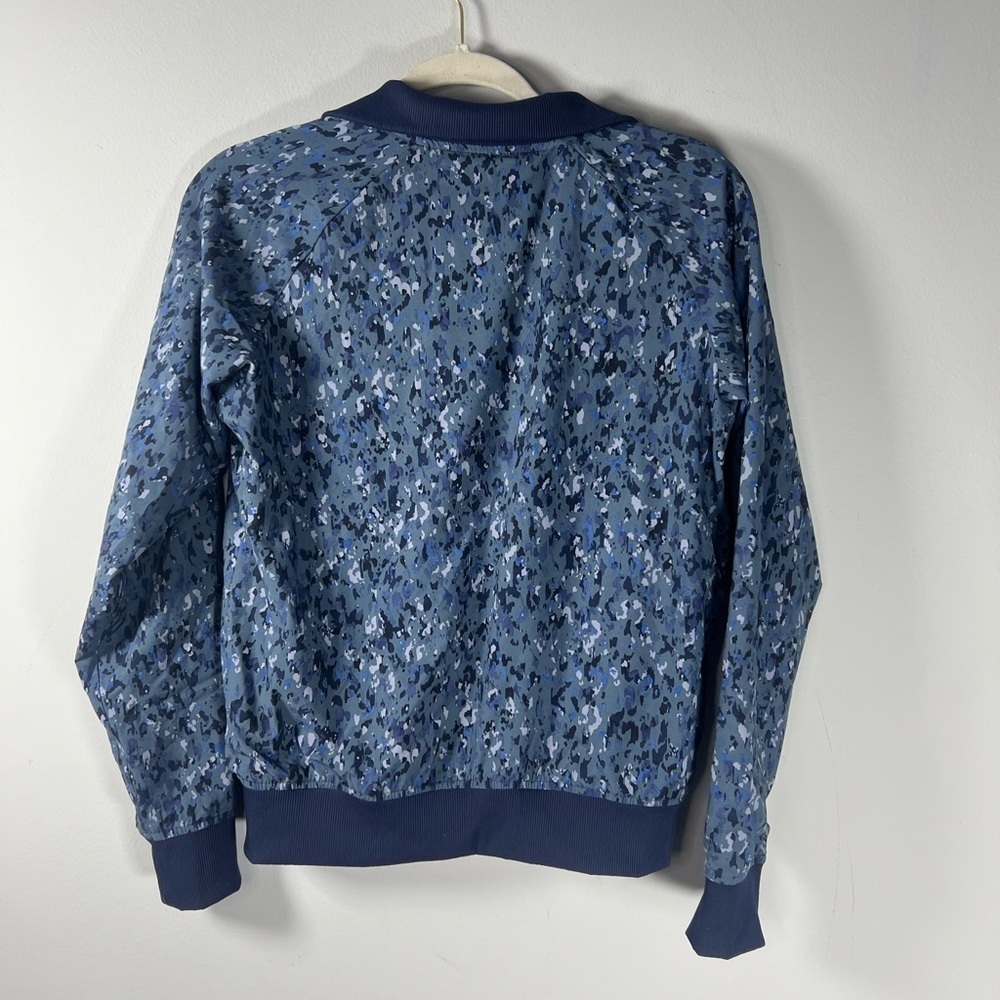Athleta Brooklyn Bomber Jacket Patterned Blue Xs - image 8